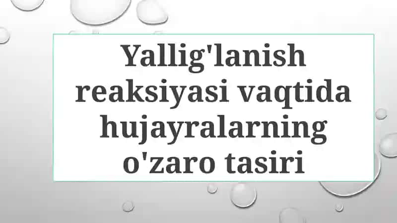 Yallig'lanish reaksiyasi vaqtida hujayralarning o'zaro tasiri