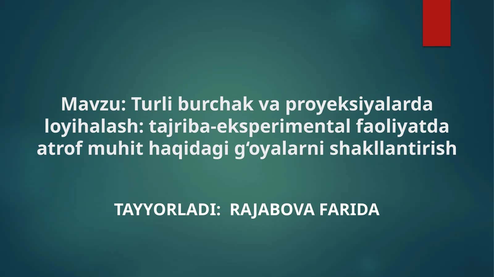 Turli burchak va proyeksiyalarda loyihalash 1