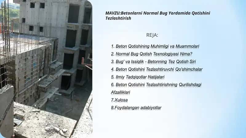 Betonlarni Normal Bug Yordamida Qotishini Tezlashtirish 1
