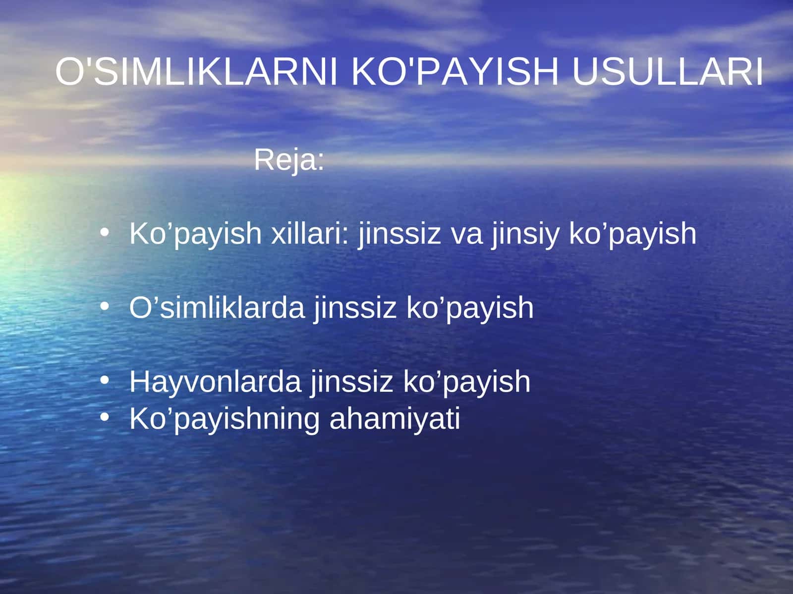 O'SIMLIKLARNI KO'PAYISH USULLARI 1