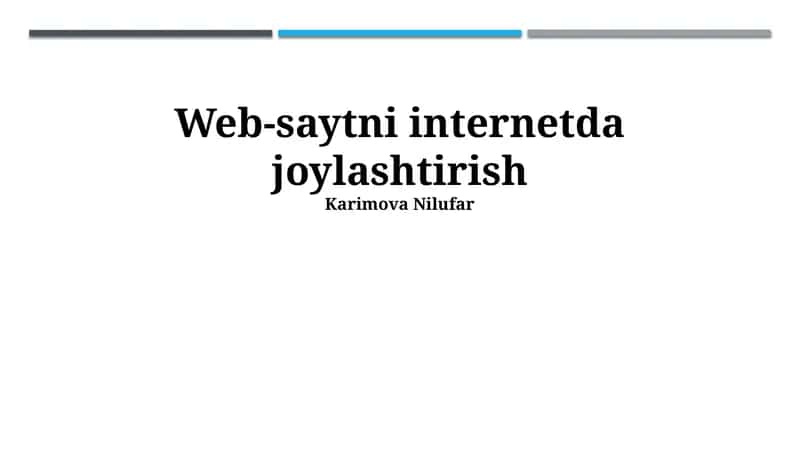 Veb-saytni internetda joylashtirish 1