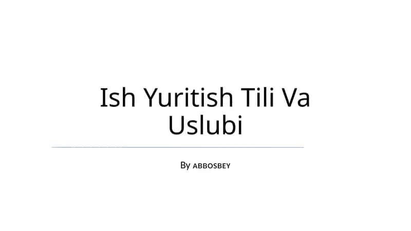 Ish Yuritish Tili Va Uslubi 1
