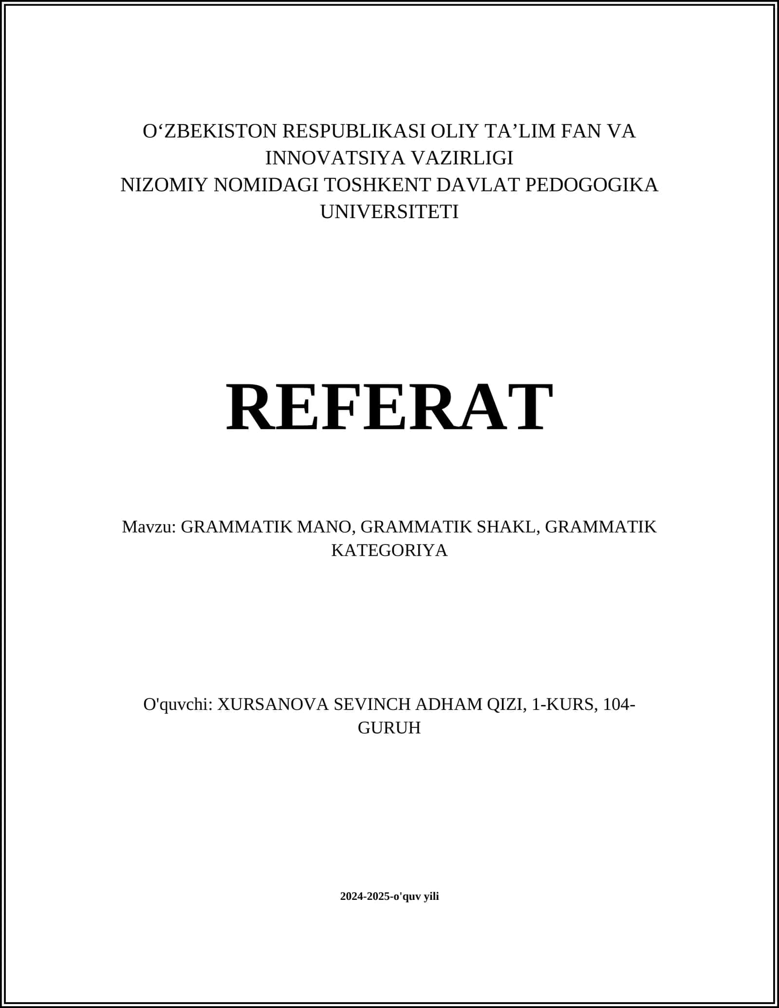 Grammatik tahlil 1