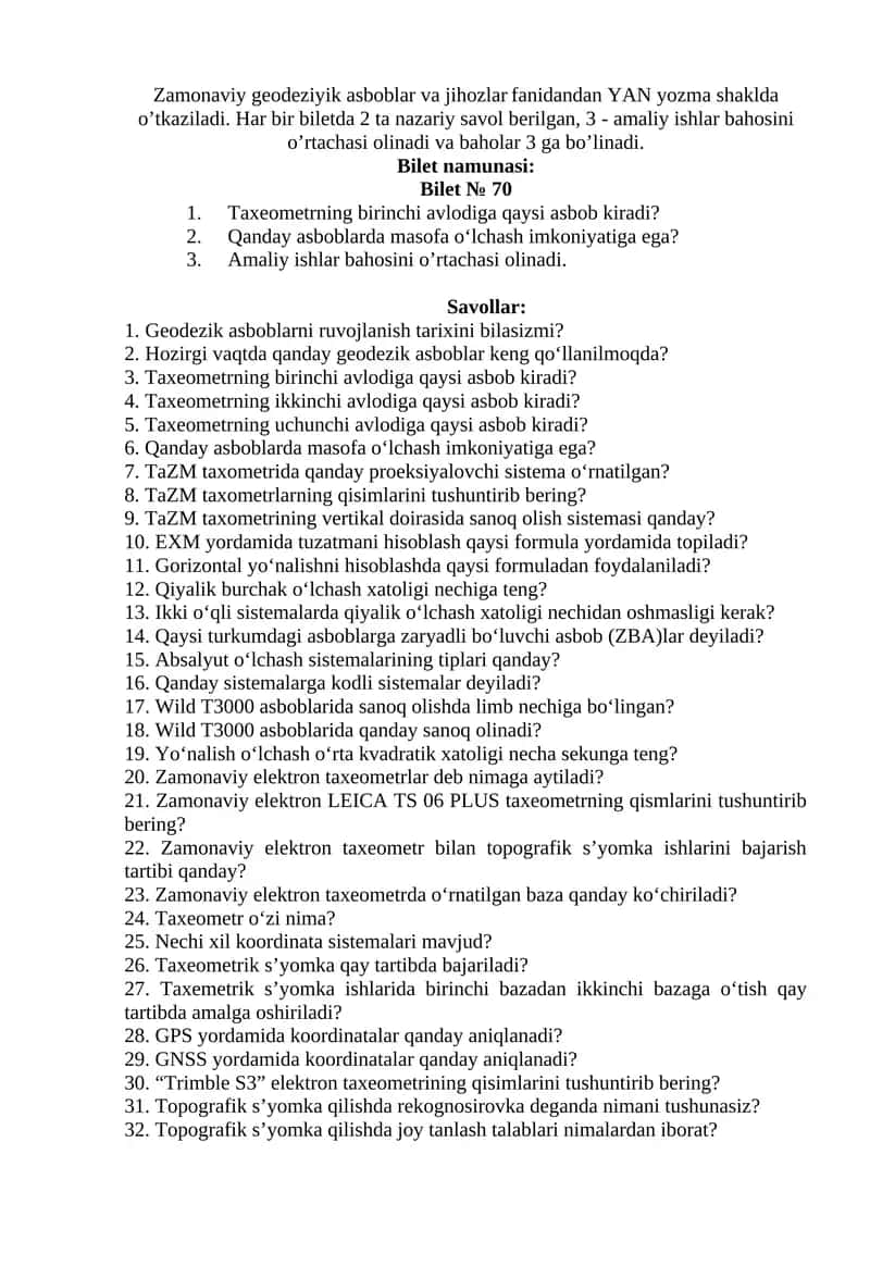 Zamonaviy geodeziyik asboblar va jihozlar 1