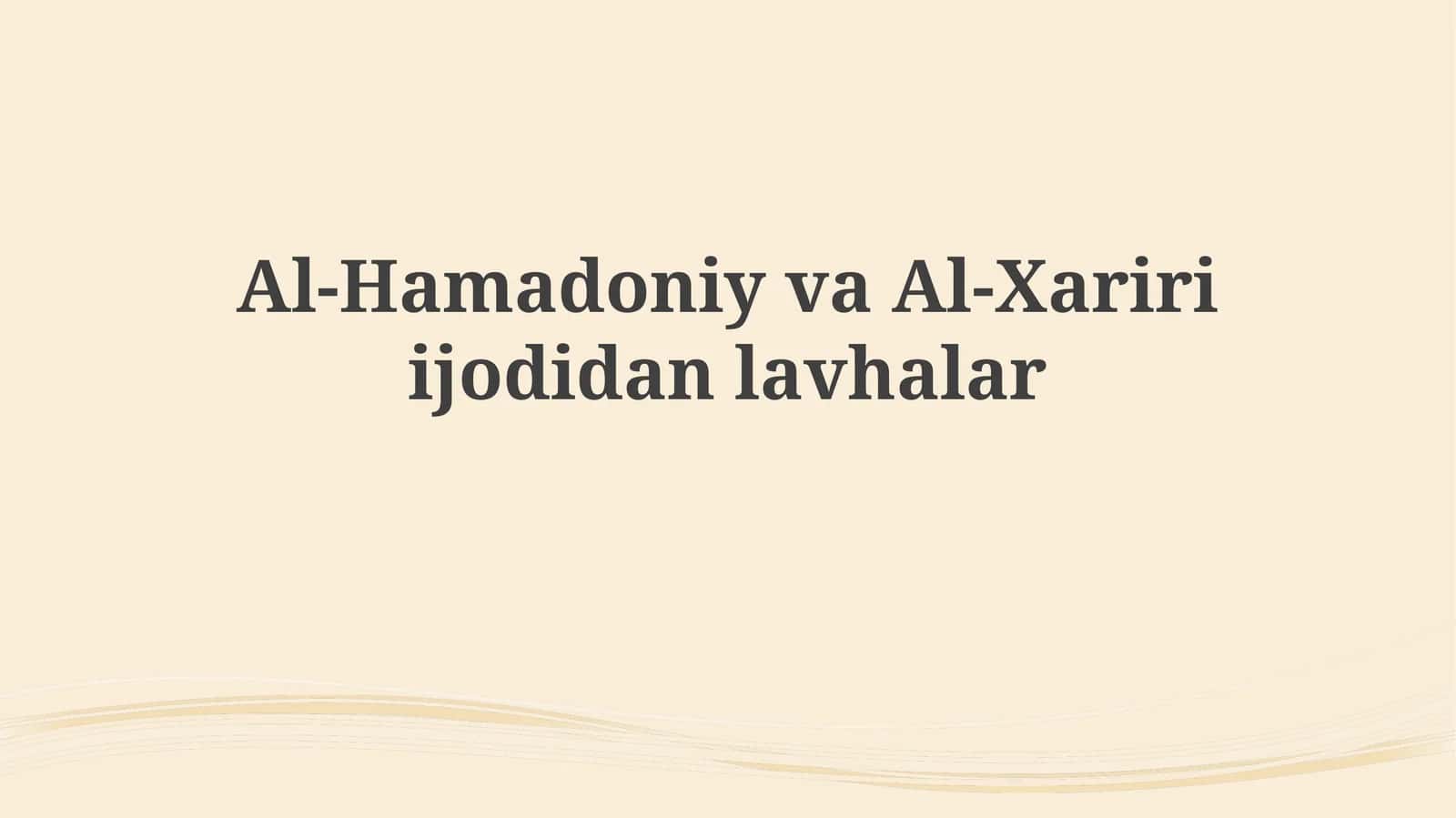 Al-Hamadoniyva Al-Xaririi jodidani lavhalar 1