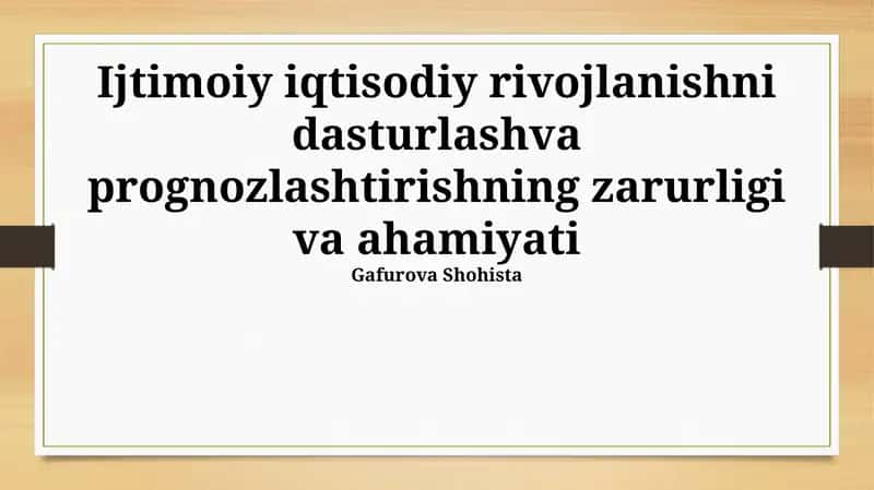 Ma’lumotlar tahlili va modellashtirish 1