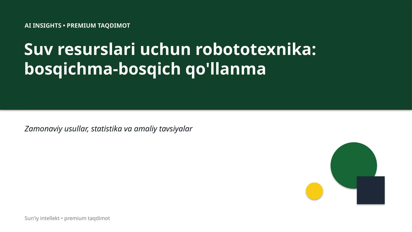 Suv resurslari uchun robototexnika: bosqichma-bosqich qo'llanma 1
