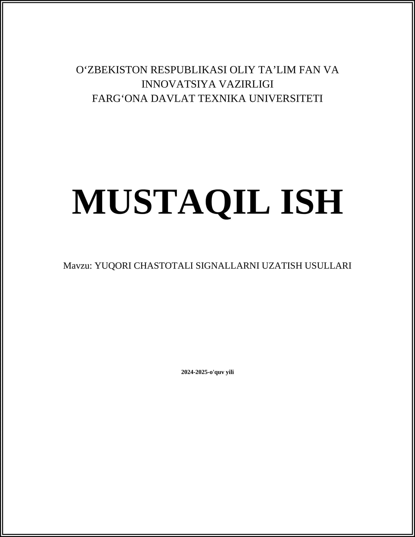 YUQORI CHASTOTALI SIGNALLARNI UZATISH USULLARI 1