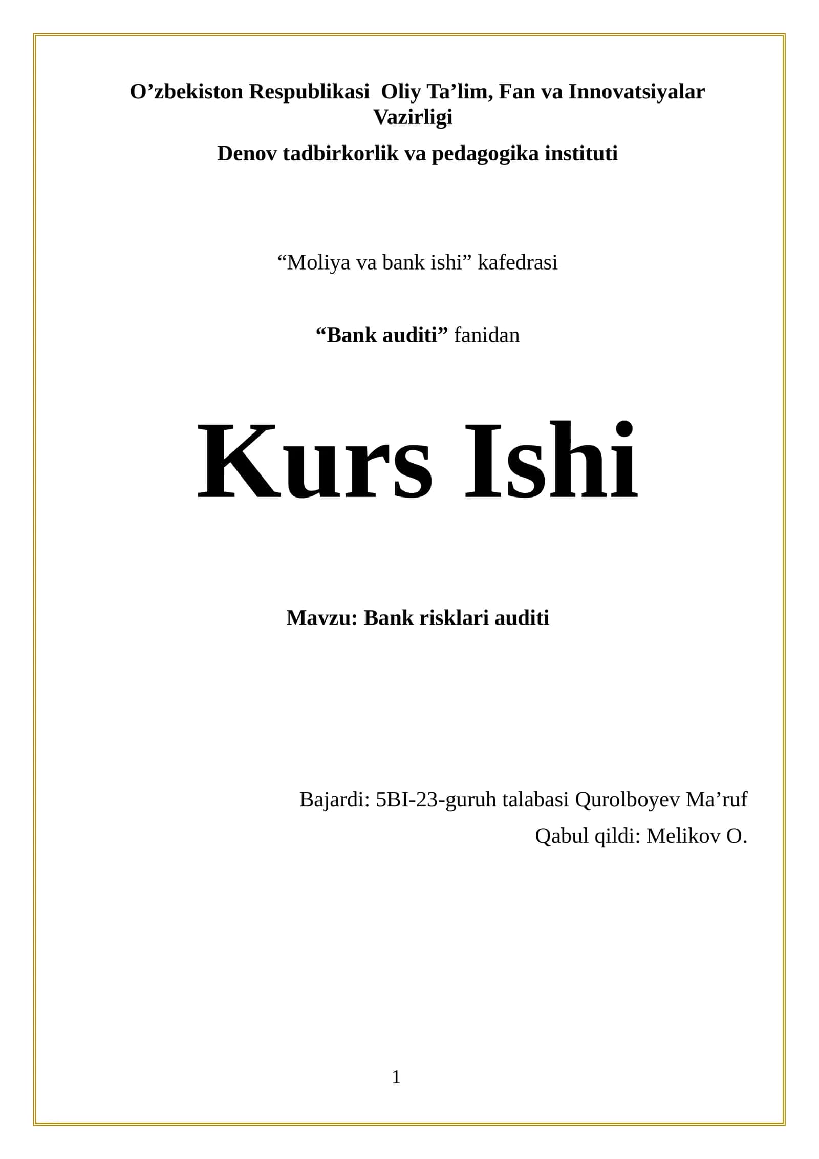Bank risklari auditi 1