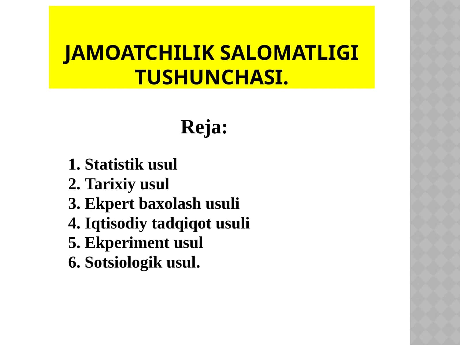 Jamoatchilik salomatligi tushunchasi 1