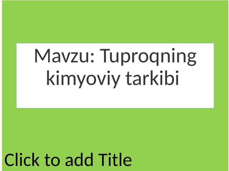Tuproqning kimyoviy tarkibi 1