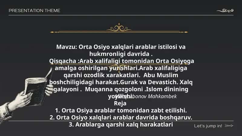Orta Osiyo xalqlari arablar istilosi va hukmronligi davrida 1
