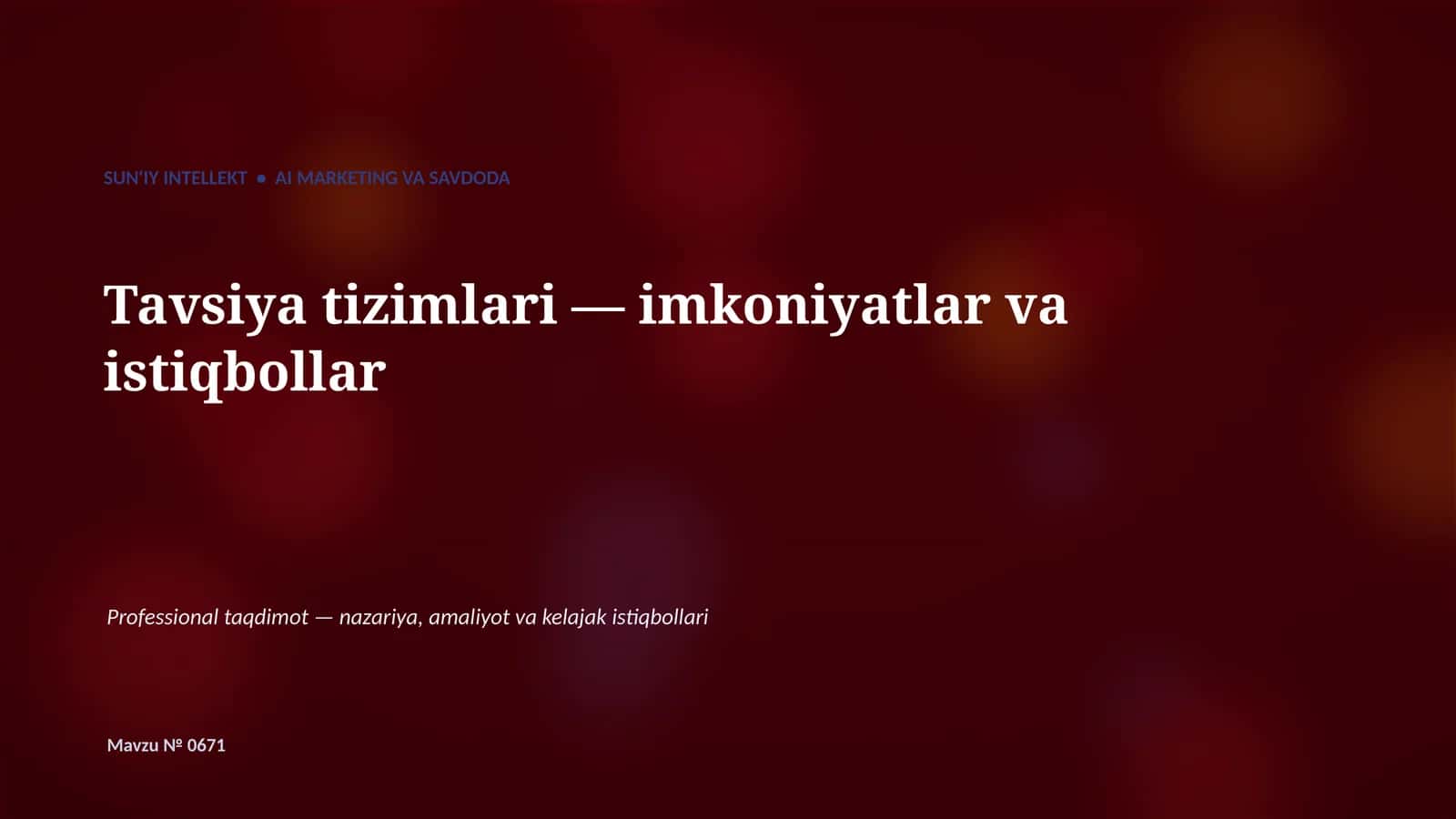 SUN'IY INTELLEKT • AI MARKETING VA SAVDODA 1