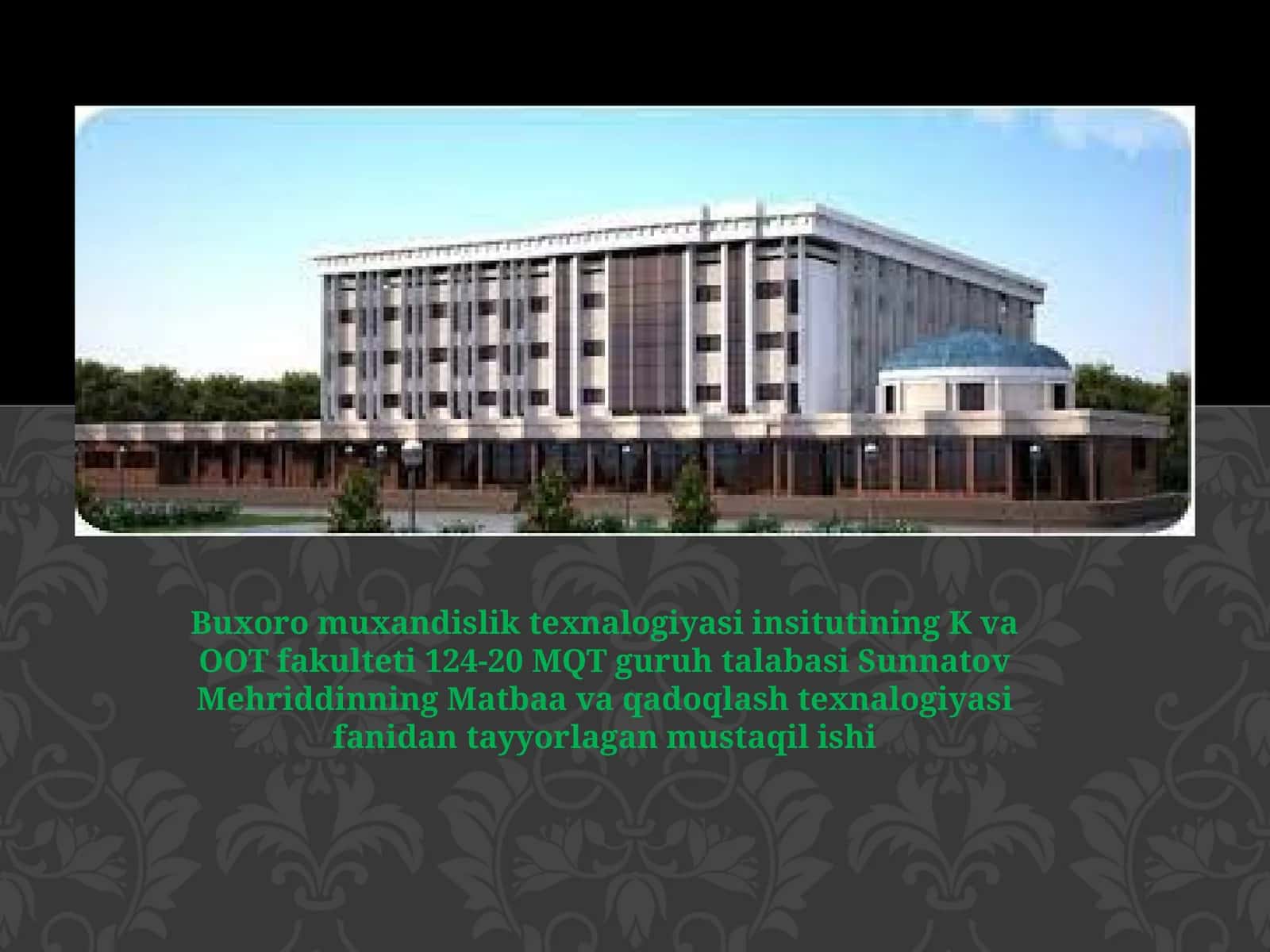 Buxoromuxandislik texnalogiyasi 1
