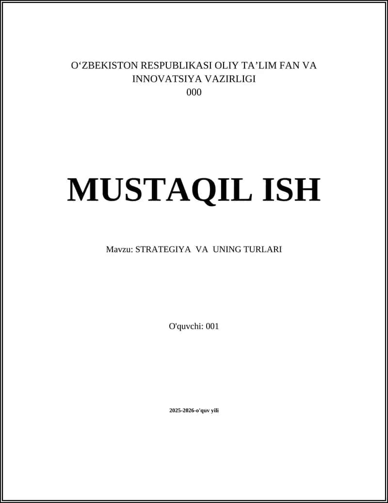STRATEGIYA VA UNING TURLARI 1