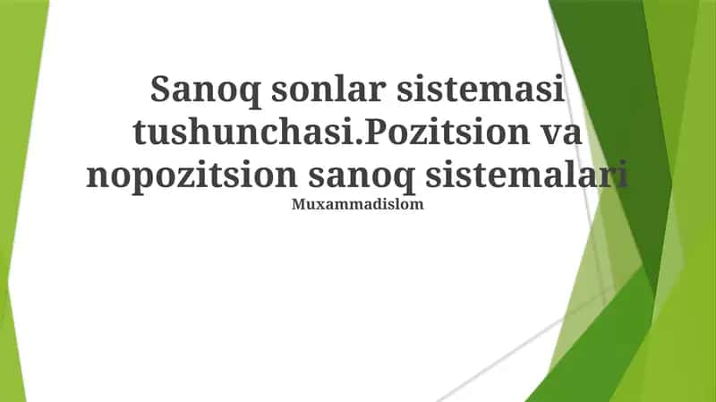 O'rinsiz son sistemaslari 1
