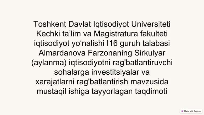 Sirkulyar Iqtisodiyotga Investitsiyalar 1