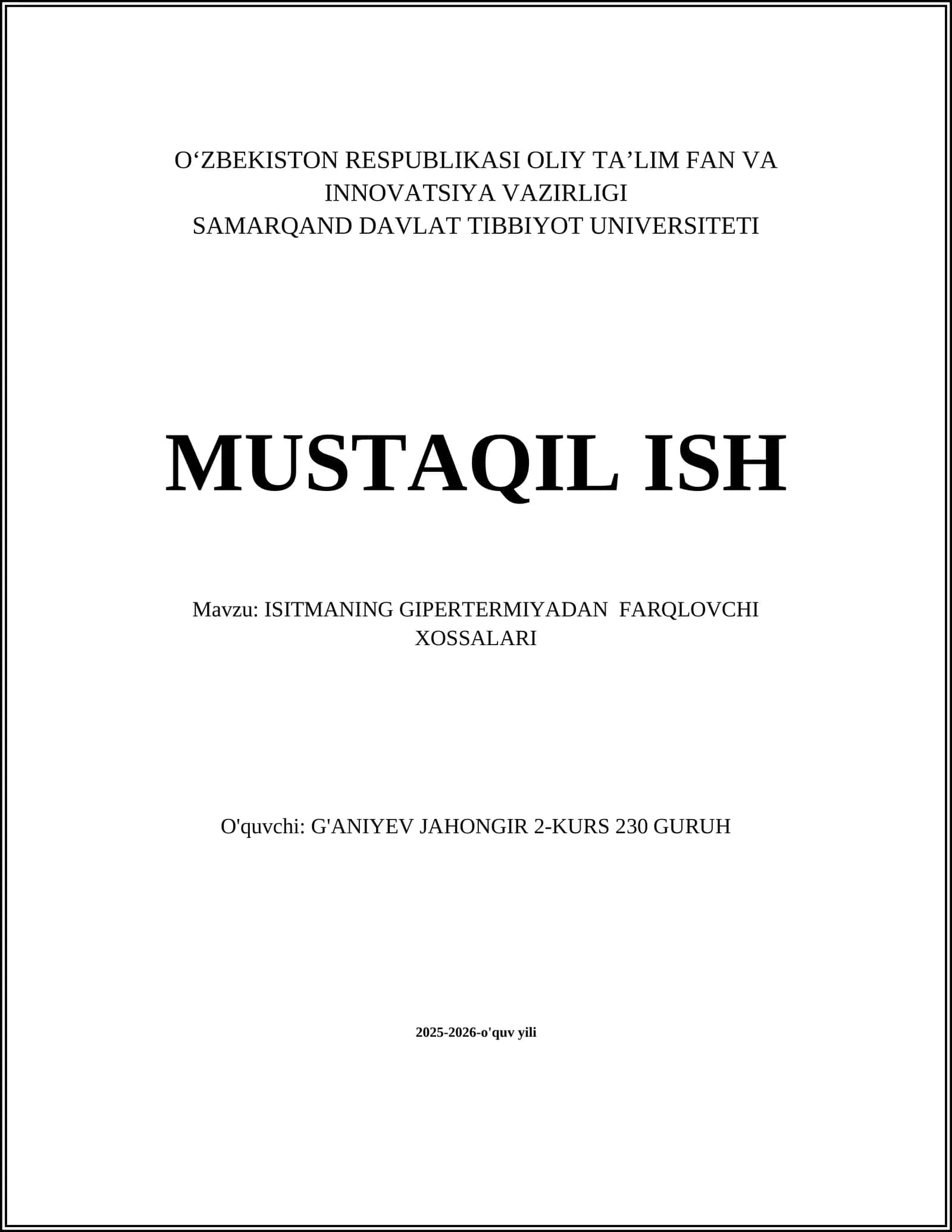 ISITMANING GIPERTERMIYADAN FARQLOVCHI XOSSALARI 1