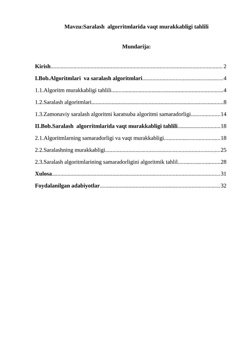 Saralash  algorritmlarida vaqt murakkabligi tahlili 1