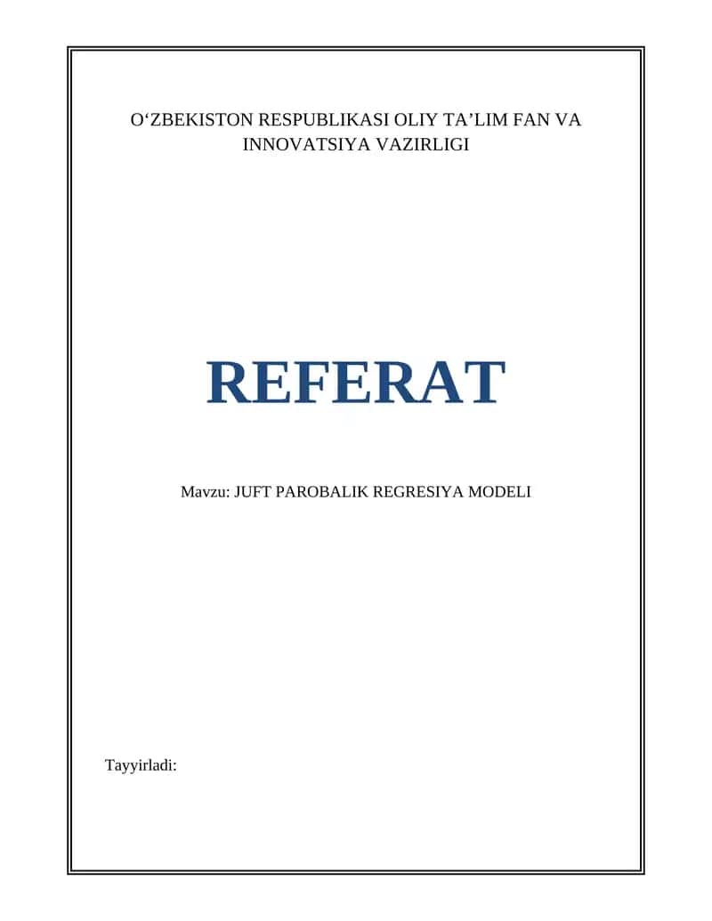 JUFT PAROBALIK REGRESIYA MODELI 1