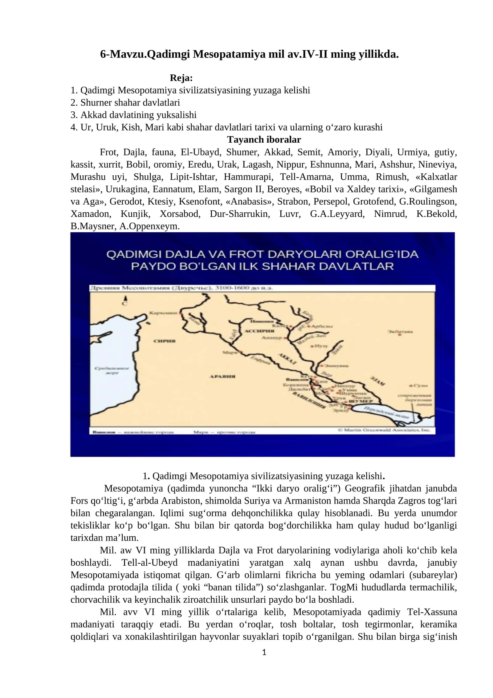6-Mavzu.Qadimgi Mesopatamiya mil av.IV-II ming yillikda 1