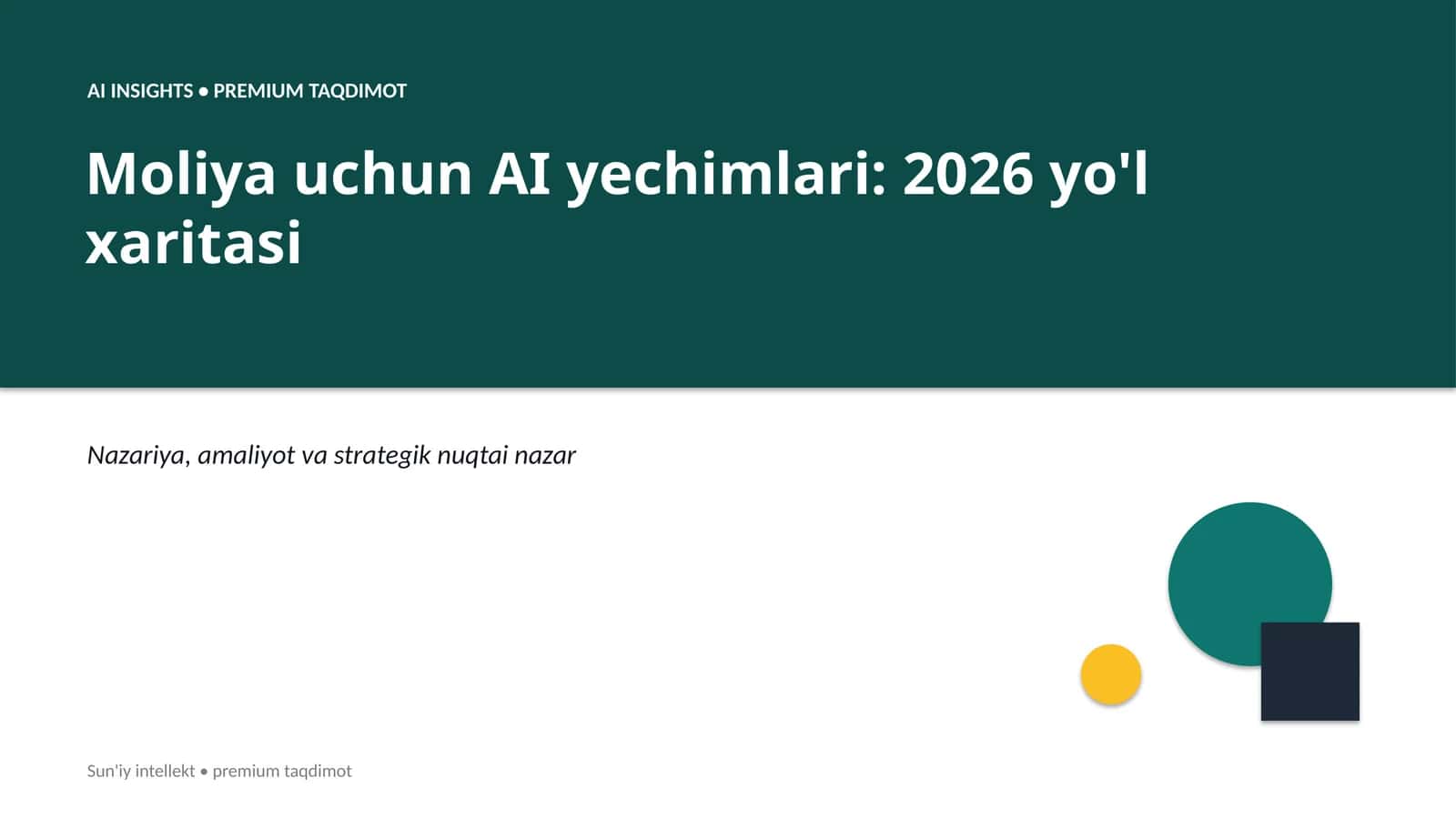 Moliya uchun AI yechimlari: 2026 yo'l xaritasi 1
