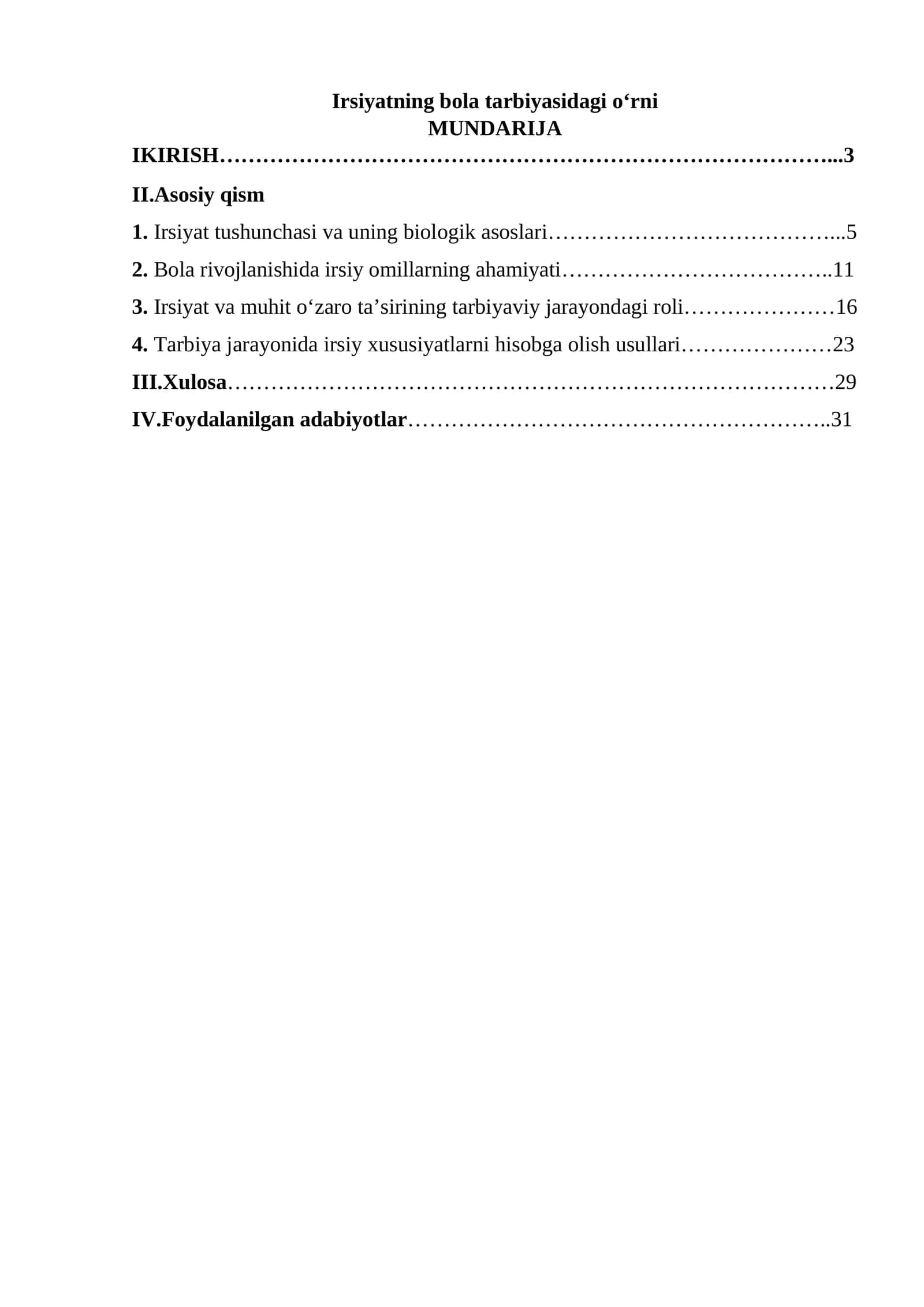 Irsiyatning bola tarbiyasidagi oʻrni 1