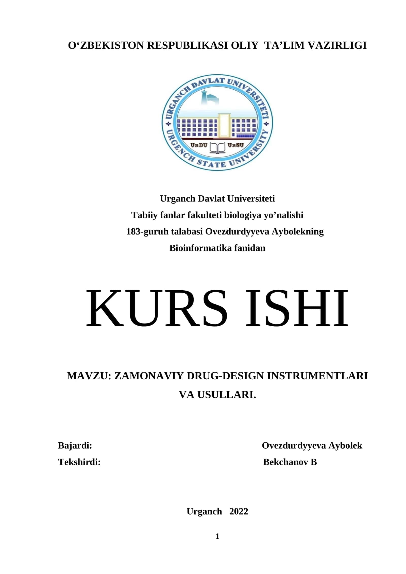 ZAMONAVIY DRUG-DESIGN INSTRUMENTLARI VA USULLARI 1