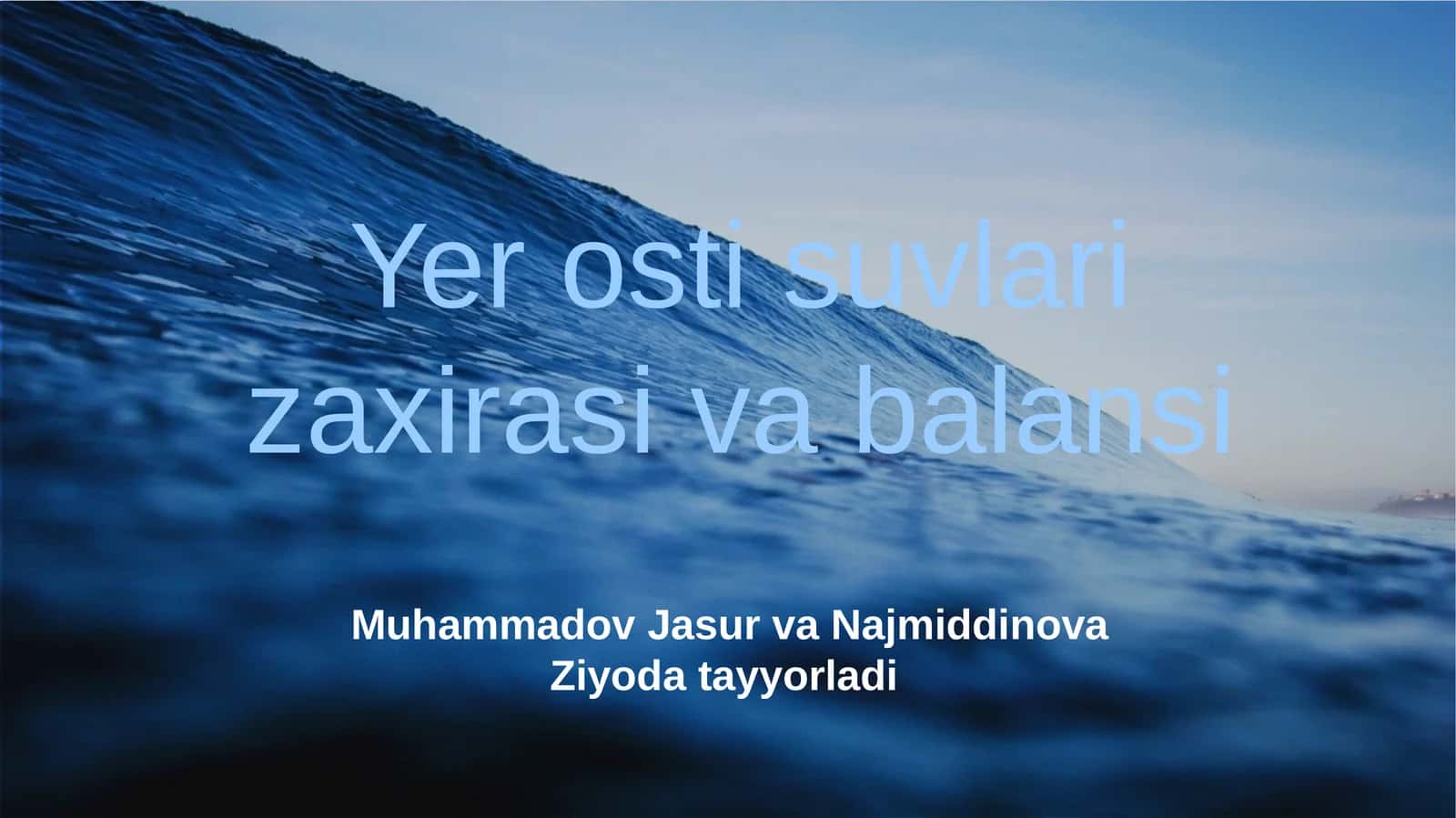 Yer osti suvlari zaxirasi va balansi 1