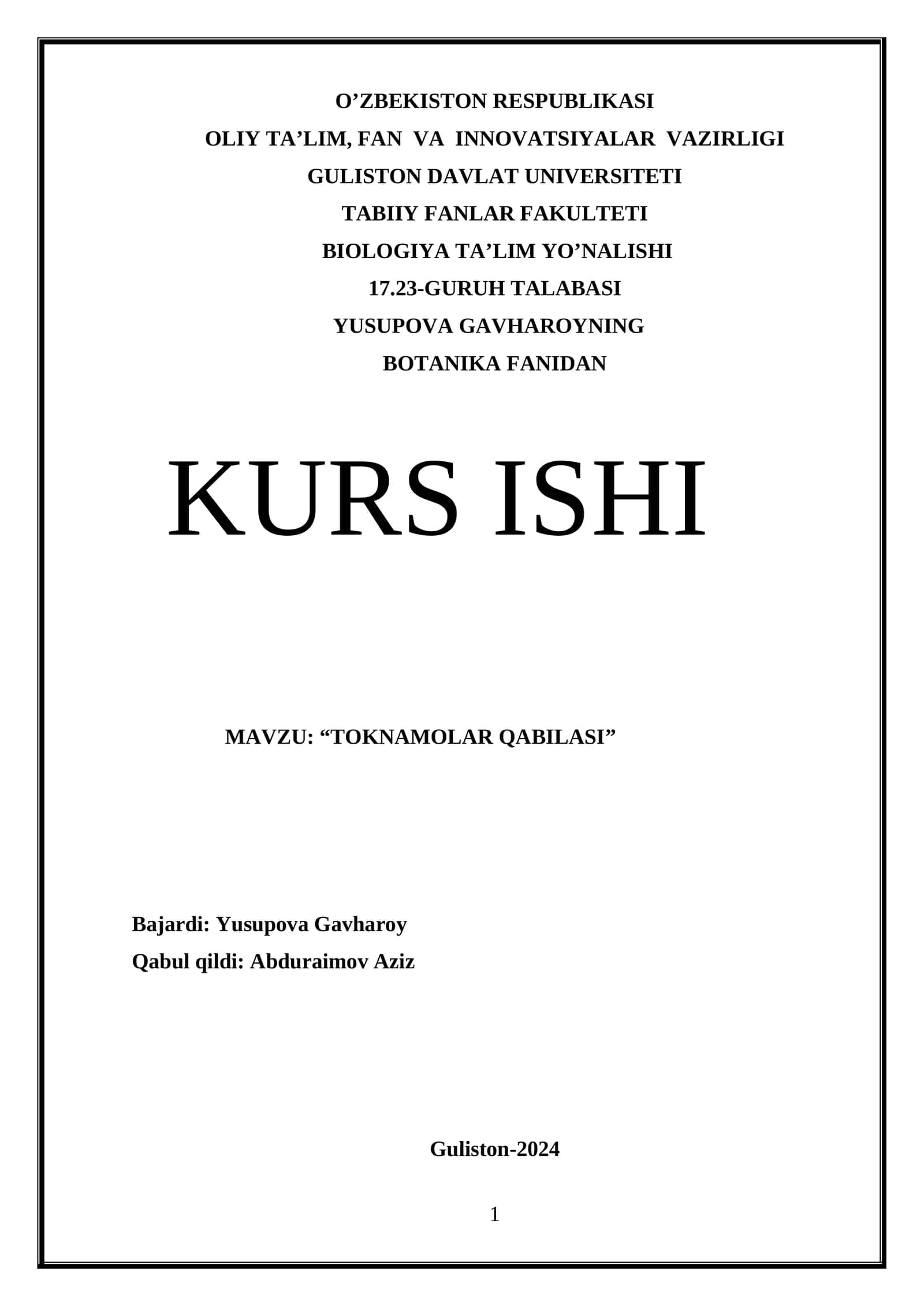 “TOKNAMOLAR QABILASI” 1