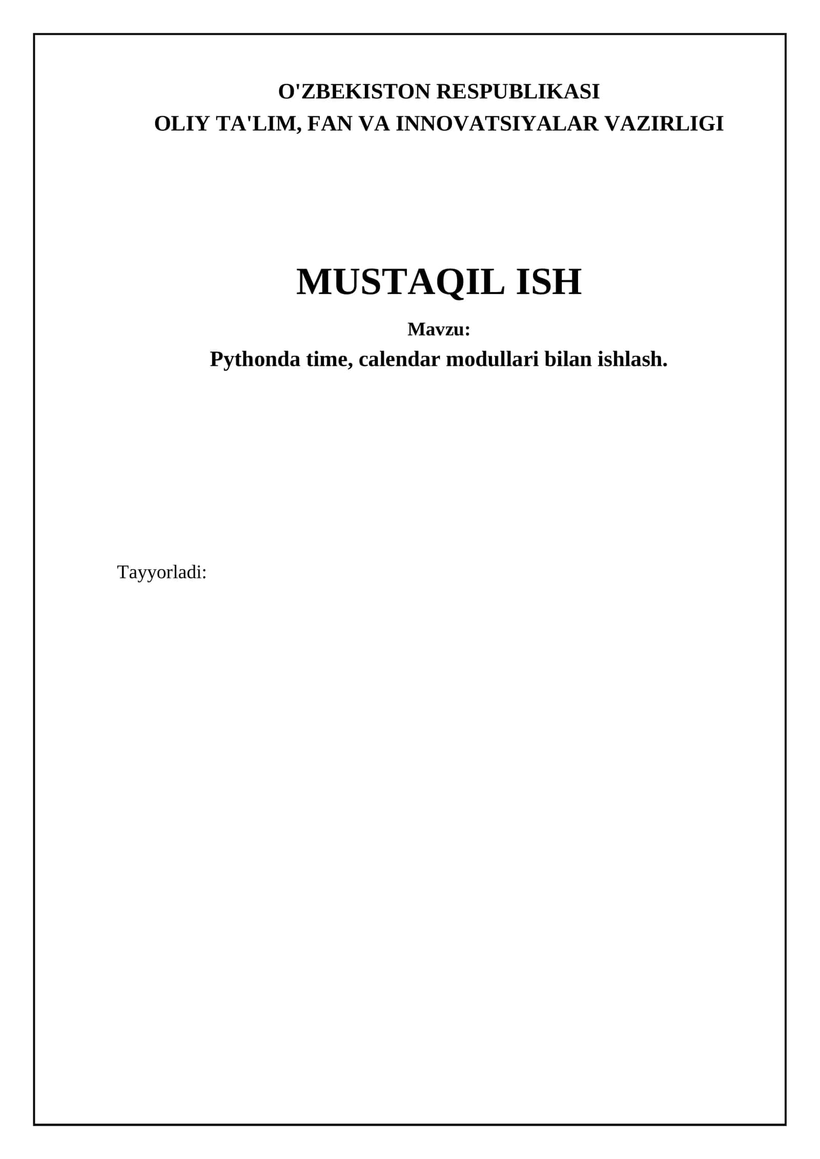 Pythonda time, calendar modullari bilan ishlash 1