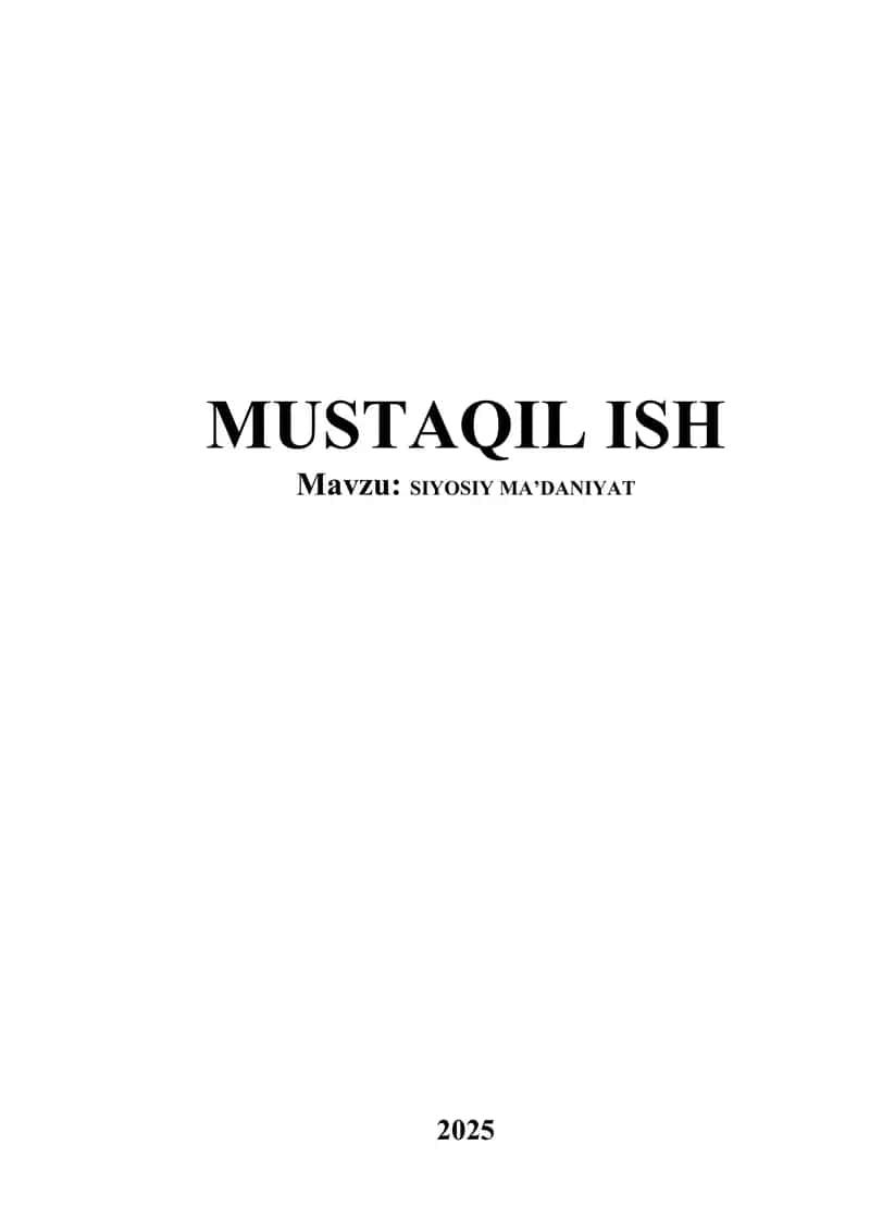 Siyosiy Madaniyat 1
