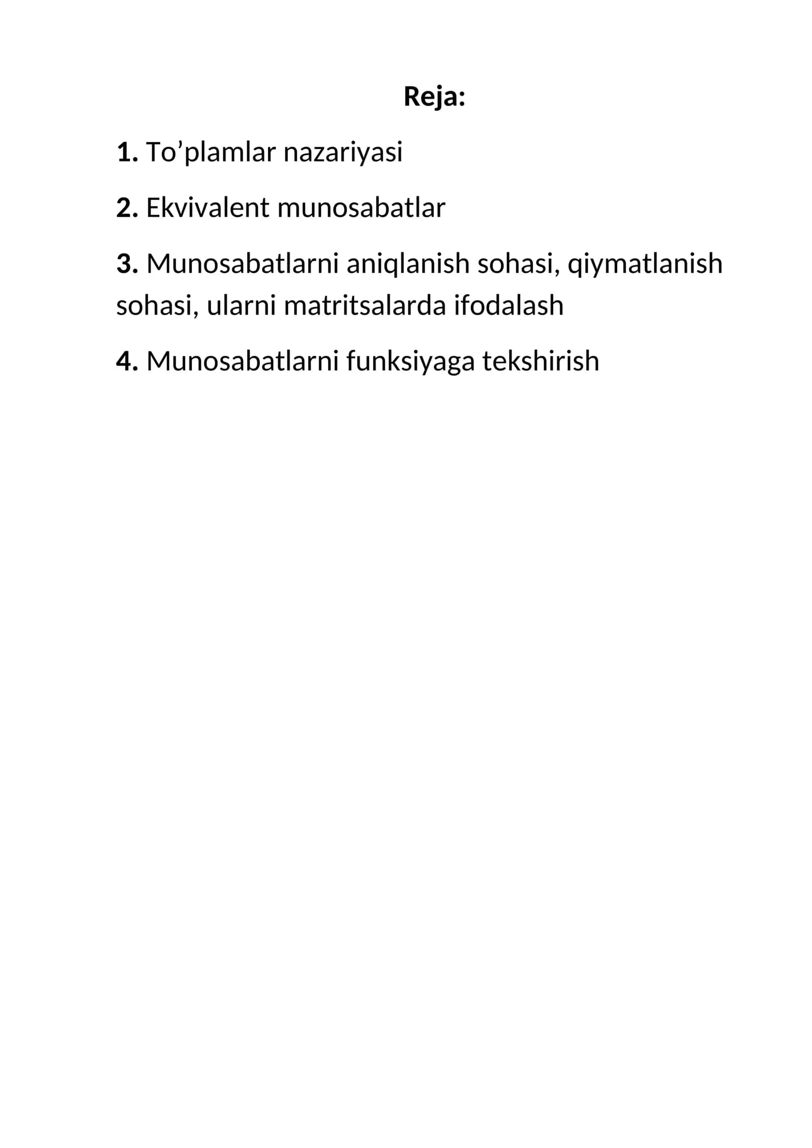Munosabatlarni funksiyaga tekshirish 1