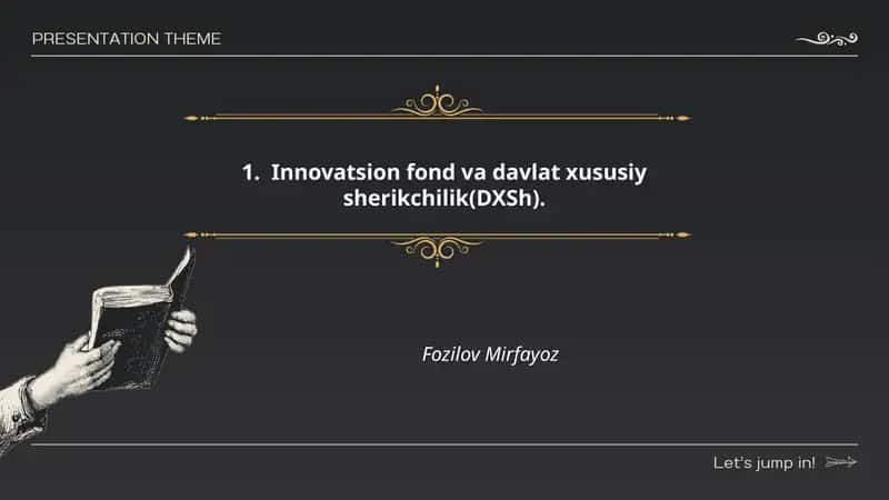 Innovatsion fond va davlat xususiy sherikchilik(DXSh) 1
