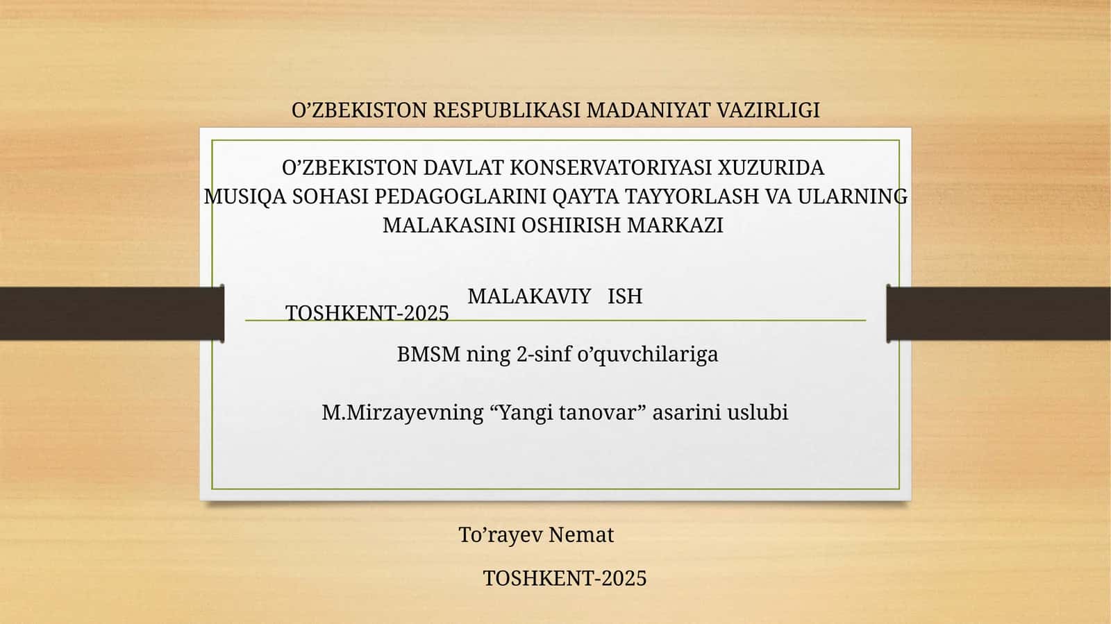 Yangi Tanovar 1