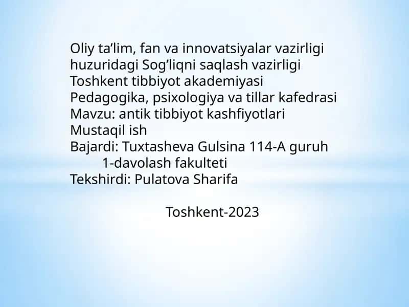 Antik Tibbiyot Kashfiyotlari 1