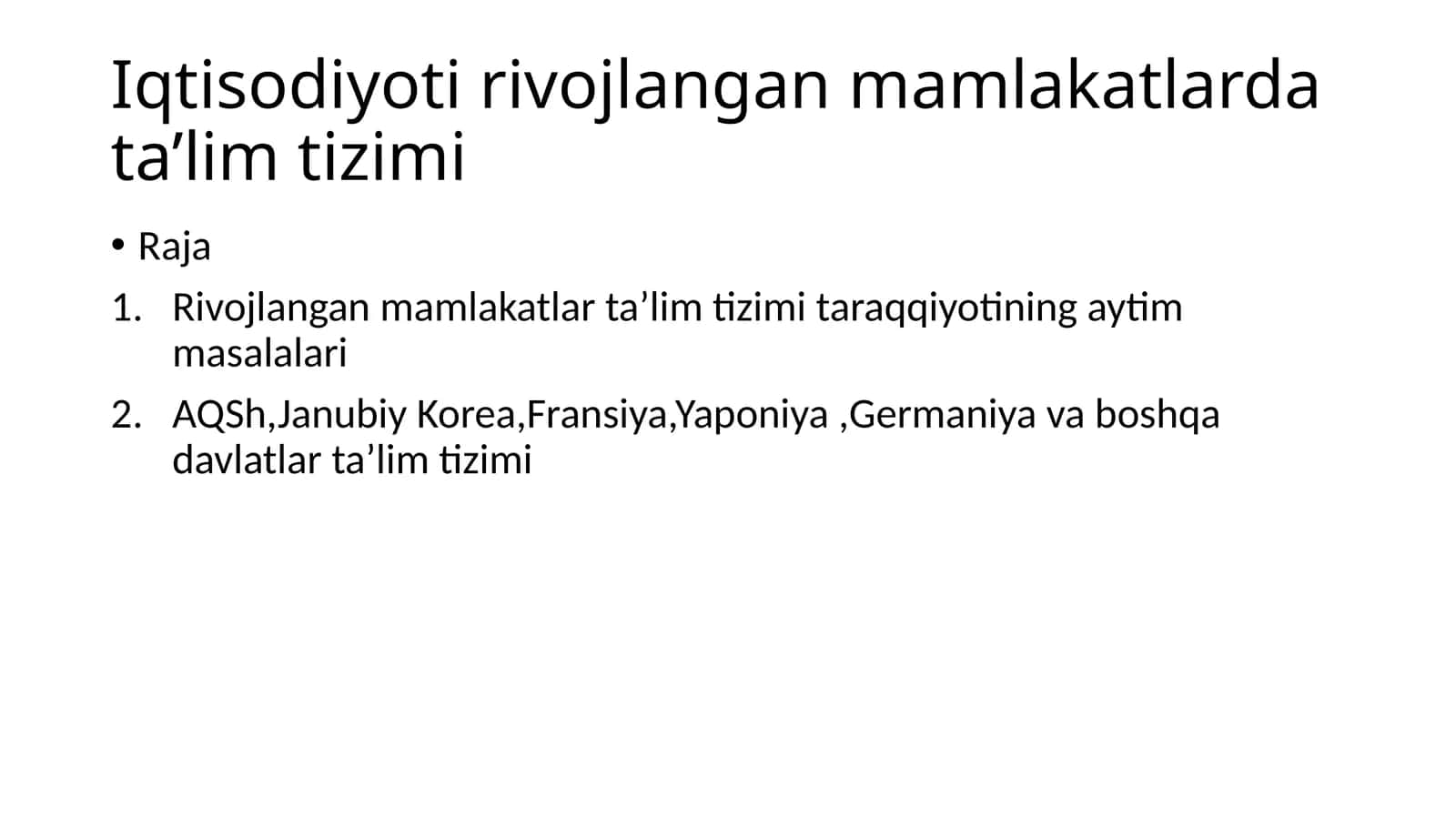 Mamlakatlarda ta’lim tizimi 1