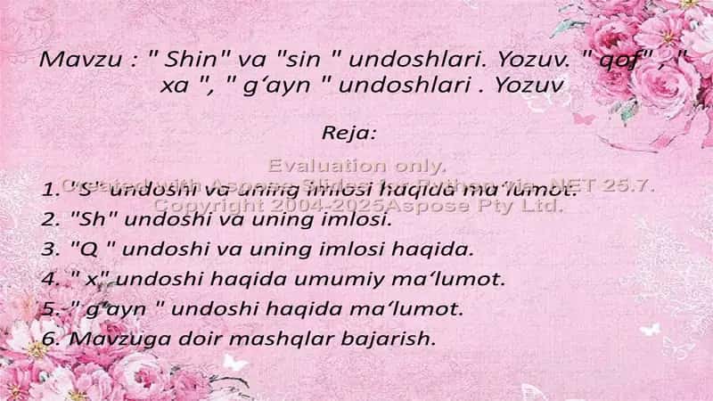 "Shin" va "sin" undoshlari 1