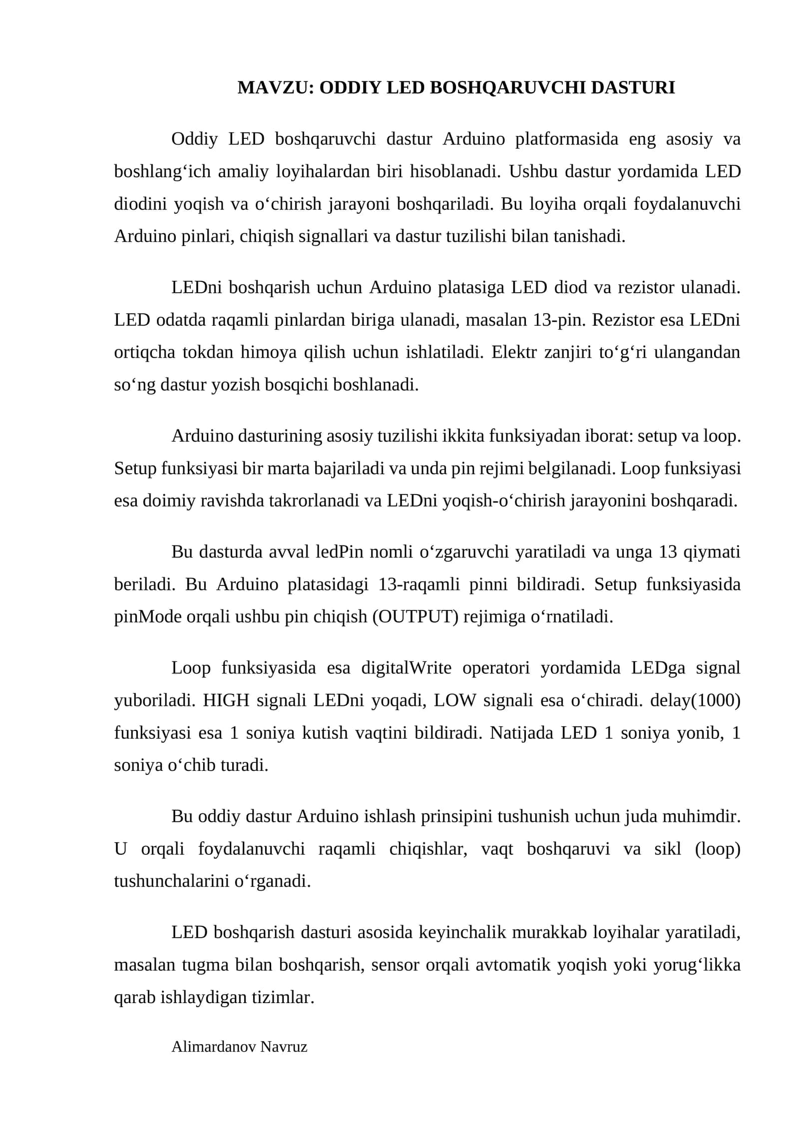 ODDIY LED BOSHQARUVCHI DASTURI 1