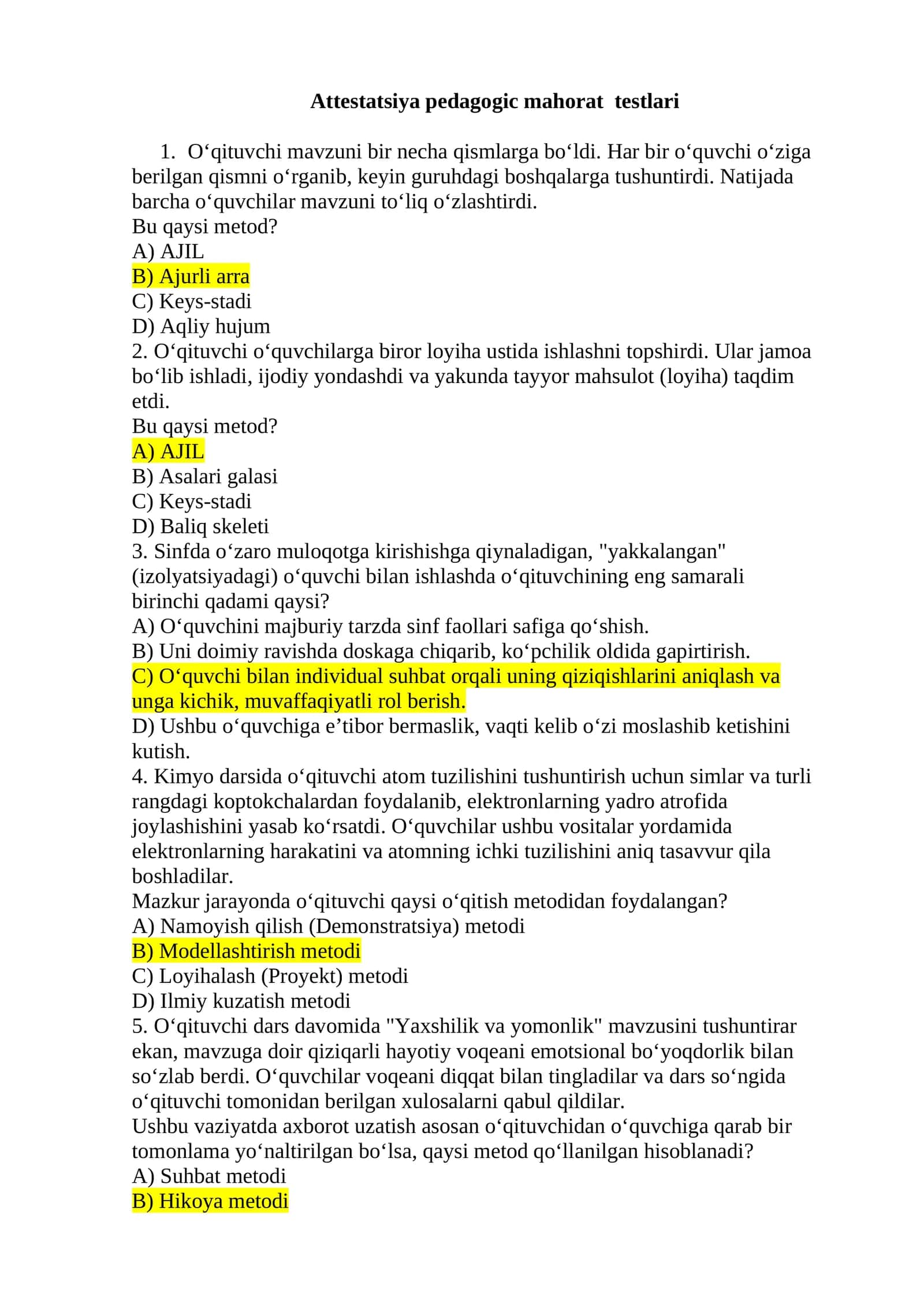 Attestatsiya pedagogik mahorat testlari 1