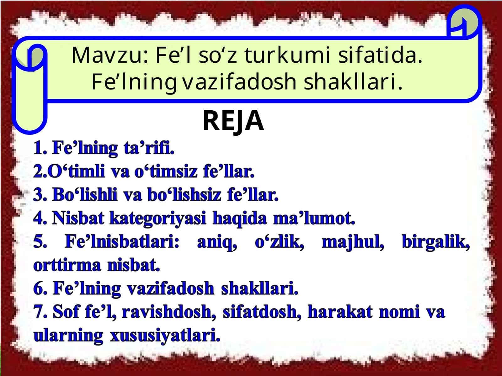 Fe’l so‘z turkumi sifatida 1