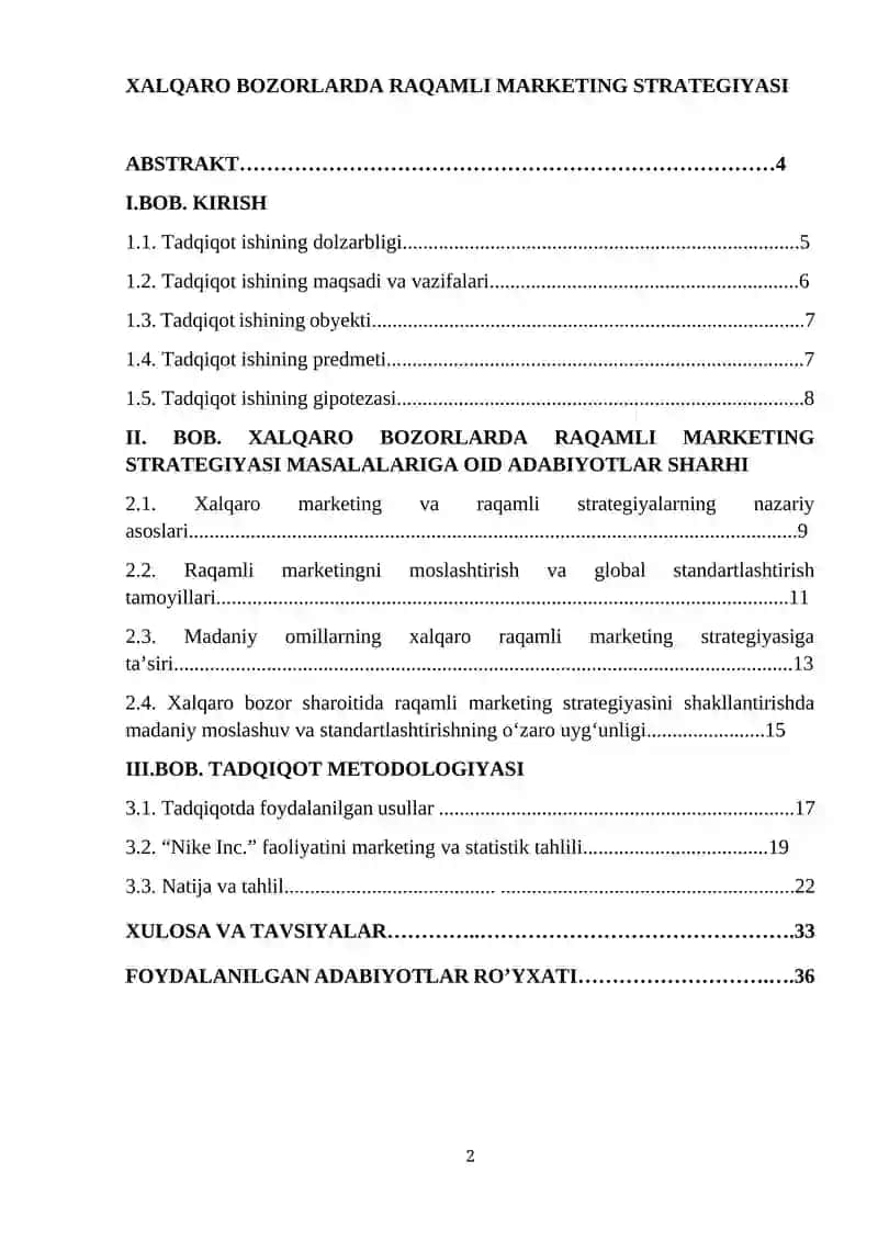 Xalqaro Bozorlarda Raqamli Marketing Strategiyasi