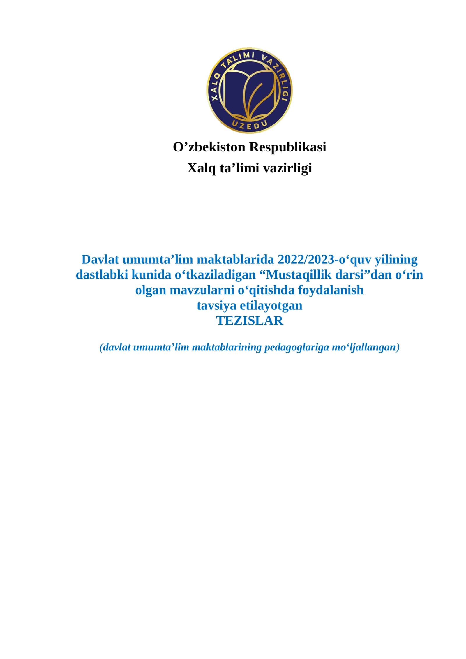 Mustaqillik darsi mavzulari 1