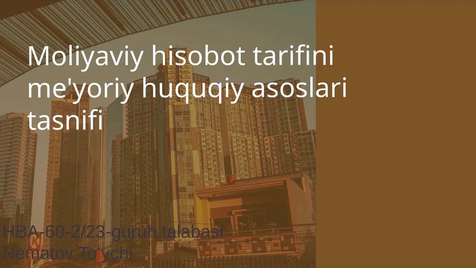 Moliyaviy Hisobotlar: Huquqiy Asoslar 1