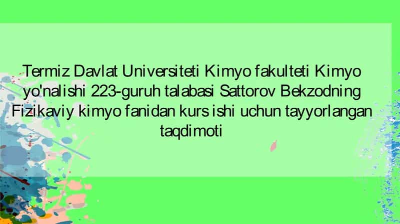 Fizika va Kimyo fanidan kurs 1