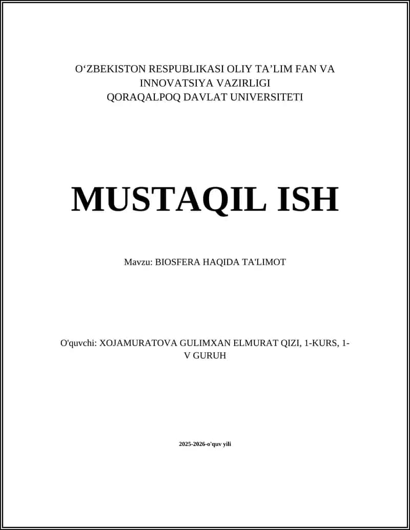 BIOSFERA HAQIDA TA'LIMOT 1