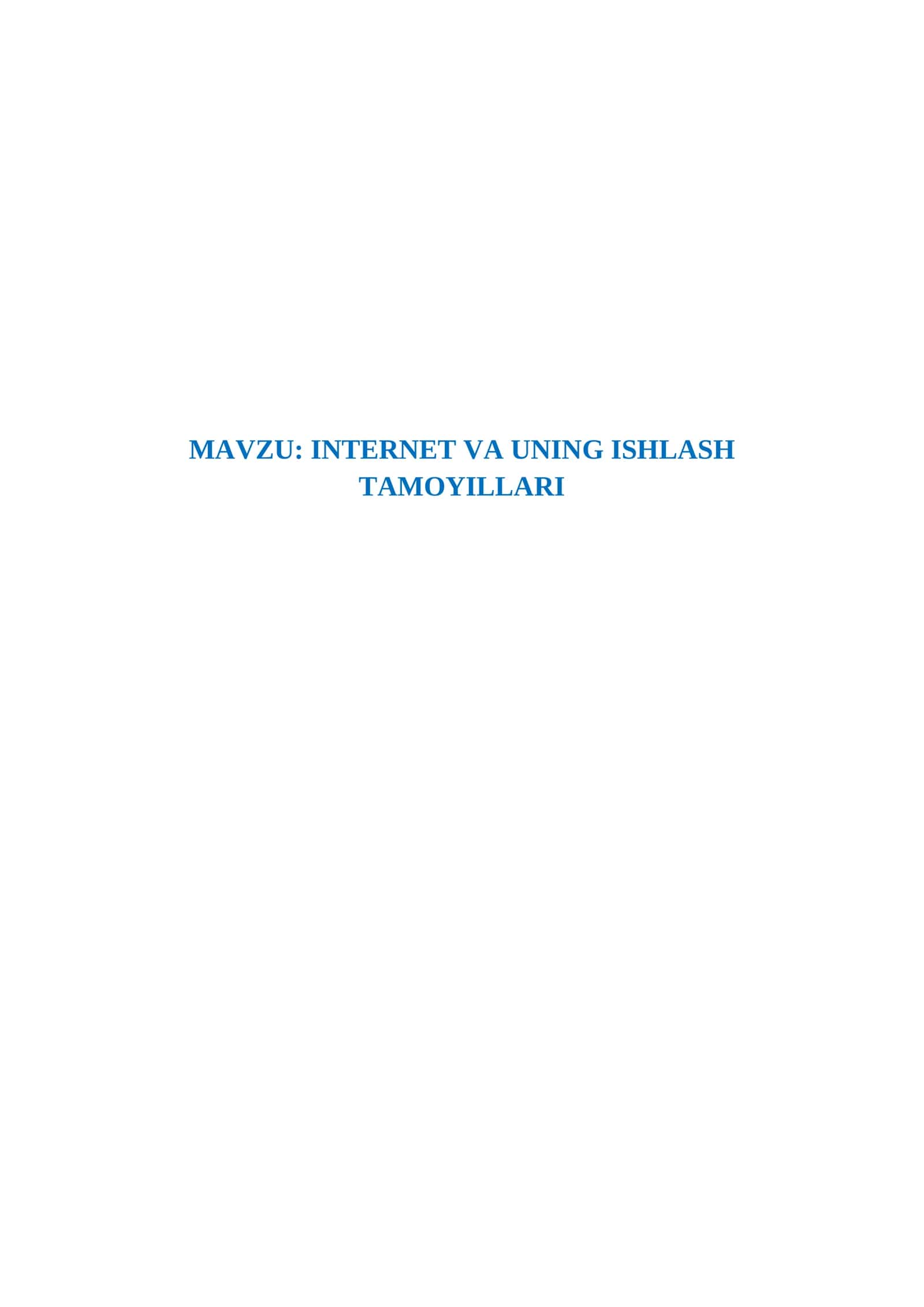 INTERNET VA UNING ISHLASH TAMOYILLARI 1