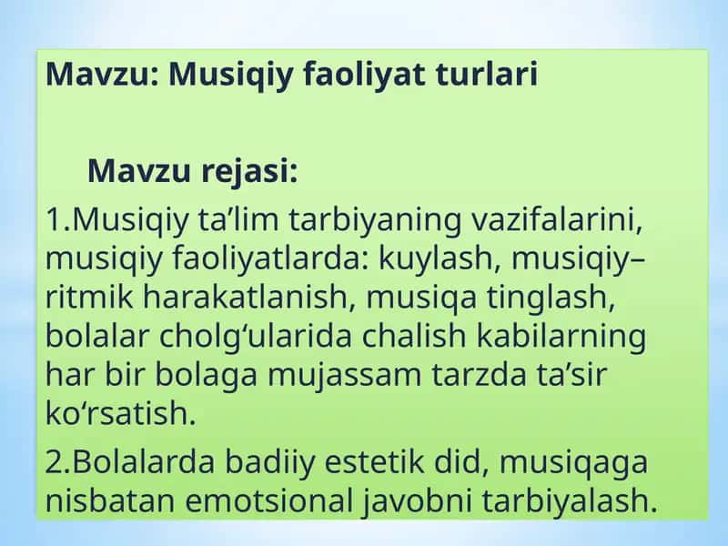 Musiqiy Ta'lim Tarbiyasi 1