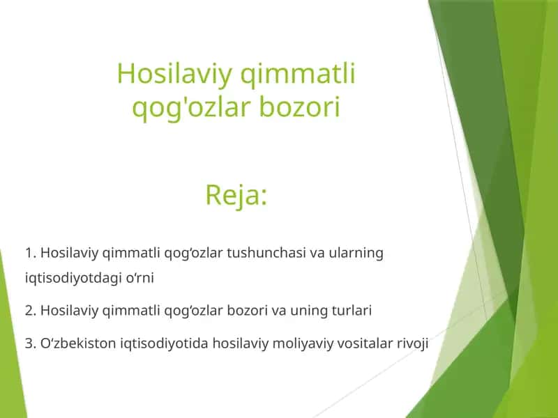 Hosilaviy qimmatli qog'ozlar bozori 1