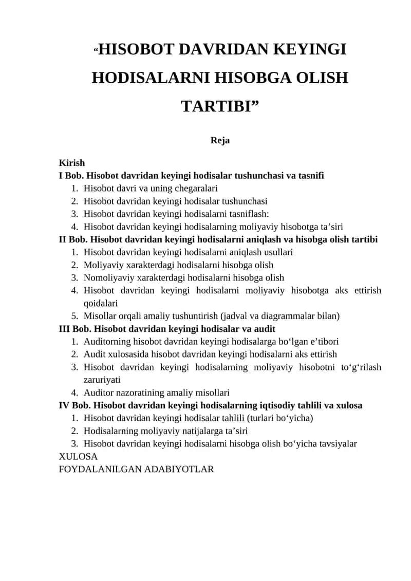 Hisobot Davridan Keyingi Hodisalarni Hisobga Olish Tartibi 1